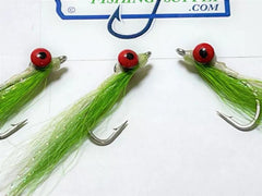 Clouser Minnow Chartruese & White, 3 flies in a protective tube by OFS for Saltwater, Freshwater, Barracuda, Bluefish, Northern pike, Striped Bass