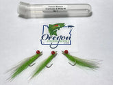 Clouser Minnow Chartruese & White, 3 flies in a protective tube by OFS for Saltwater, Freshwater, Barracuda, Bluefish, Northern pike, Striped Bass
