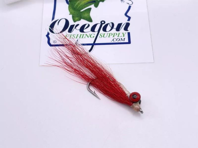 Clouser Minnow Red & White, 3 flies in a protective tube by OFS for Saltwater, Freshwater, Barracuda, Bluefish, Northern pike, Striped Bass