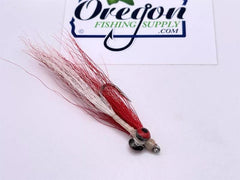 Clouser Minnow Red & White, 3 flies in a protective tube by OFS for Saltwater, Freshwater, Barracuda, Bluefish, Northern pike, Striped Bass