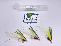 Deceiver White & Chartreuse 3 Fly. Size #2 or #4 by OFS for Saltwater, Freshwater, Barracuda, Bluefish, Northern pike, Striped Bass