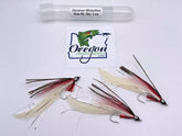 Deceiver White & Red 3 Fly. Size #2 or #4 by OFS for Saltwater, Freshwater, Barracuda, Bluefish, Northern pike, Striped Bass
