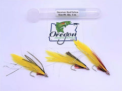 Deceiver Yellow & Red 3 Fly. Size #2 or #4 by OFS for Saltwater, Freshwater, Barracuda, Bluefish, Northern pike, Striped Bass