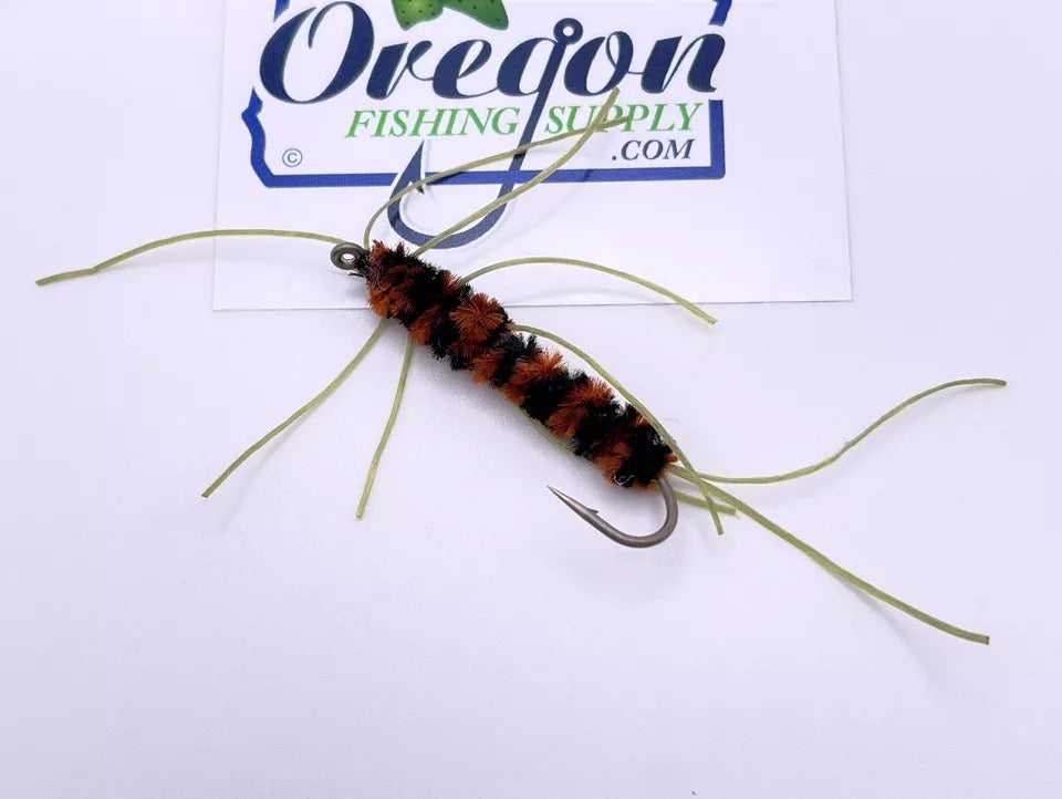Pat's Rubber Legs Stonefly Nymph, Various Sizes, 3 Flies in a protective tube, brown color by OFS for Freshwater, Trout, Bass, Steelhead/Salmon
