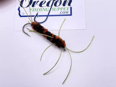 Pat's Rubber Legs Stonefly Nymph, Various Sizes, 3 Flies in a protective tube, brown color by OFS for Freshwater, Trout, Bass, Steelhead/Salmon