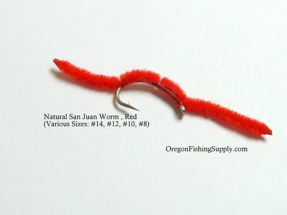 SanJuanWorm (Red)6 Fly in a protective tube (#16,14,12,10 and 8 ) by OFS for Freshwater, Trout, Bass, Steelhead/Salmon