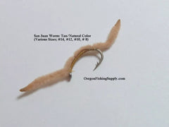 SanJuanWorm (Tan)6 Fly in a protective tube (#16,14,12,10 and 8 ) by OFS for Freshwater, Trout, Bass, Steelhead/Salmon
