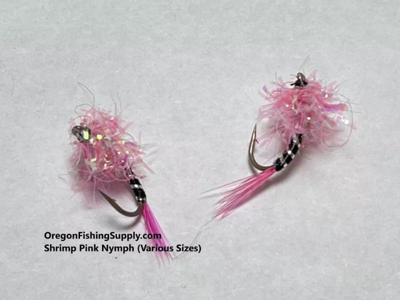 Shrimp Pink Nymph, 6 Flies in a protective tube, various size by OFS for Freshwater, Trout, Bass, Steelhead/Salmon