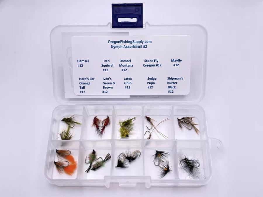 Trout Nymph Premium Fly Assortment - Kit #2. 20 Nymph Fly kit by OFS for Freshwater, Trout, Bass, Steelhead/Salmon