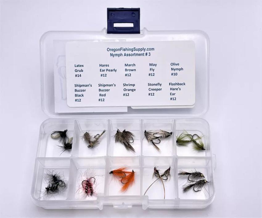Trout Nymph Premium Fly Assortment - Kit #3. 20 Nymph Fly kit by OFS for Freshwater, Trout, Bass, Steelhead/Salmon