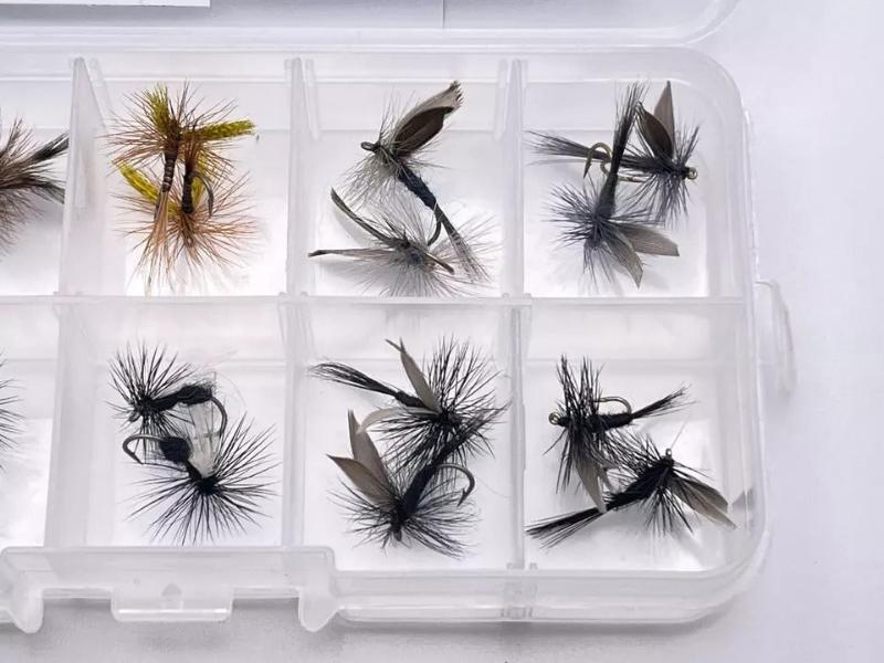 Trout Premium Dry Fly Assortment - Kit #1. sizes 10,12,14. 20 dry Fly kit by OFS for Freshwater, Trout, Bass, Steelhead/Salmon