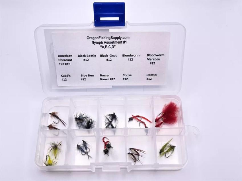 Kit # 1, Trout Premium Nymph Fly. 20 Nymph Fly kit by OFS for Freshwater, Trout, Bass, Steelhead/Salmon