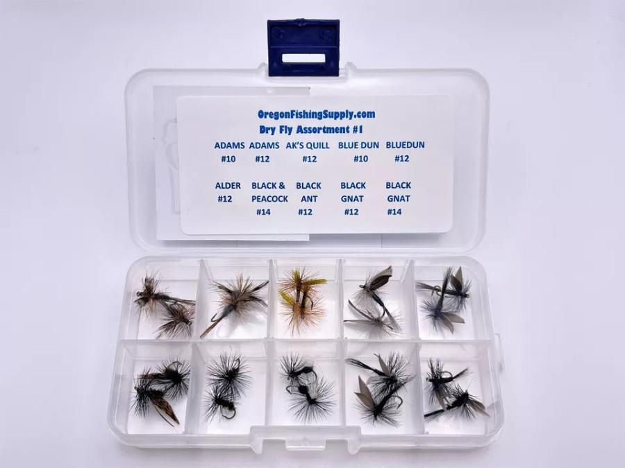 Trout Premium Dry Fly Assortment - Kit #1. sizes 10,12,14. 20 dry Fly kit by OFS for Freshwater, Trout, Bass, Steelhead/Salmon