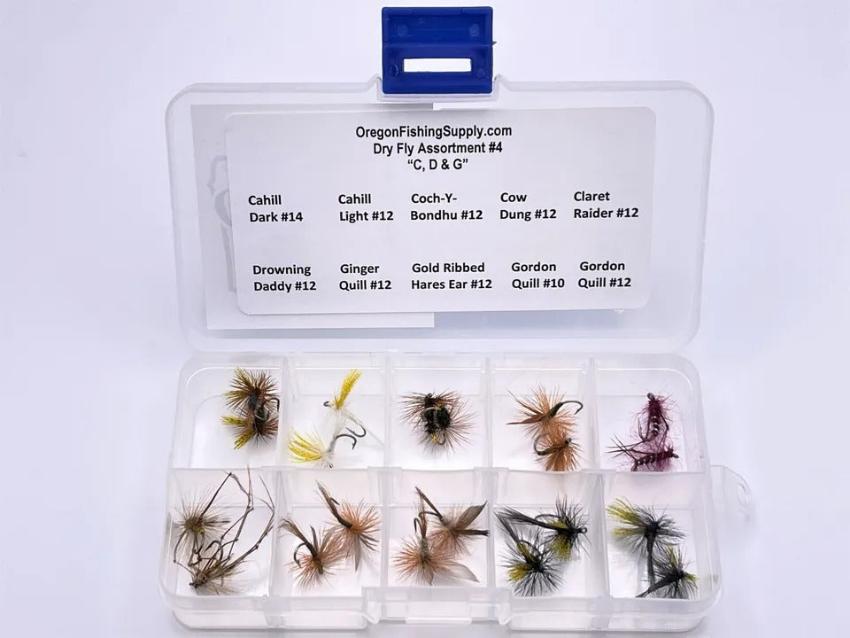 Trout Premium Dry Fly Assortment - Kit #4. sizes 10,12. 20 dry Fly kit by OFS for Freshwater, Trout, Bass, Steelhead/Salmon