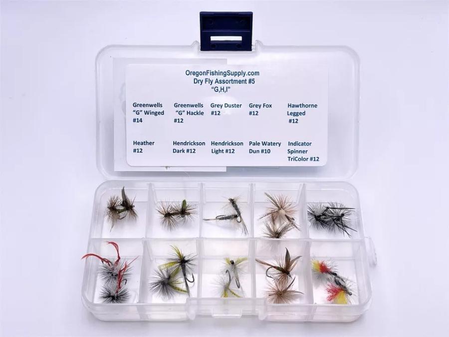 Trout Premium Dry Fly Assortment - Kit #5. sizes 10,12. 20 dry Fly kit by OFS for Freshwater, Trout, Bass, Steelhead/Salmon
