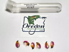 Tungsten Bead Czech Pink & Orange, 6 Flies in a protective tube, by OFS for Freshwater, Trout, Bass, Steelhead/Salmon
