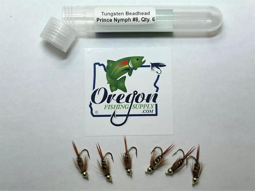 Tungsten Beadhead Prince Nymph, 6 Flies in a protective tube, by OFS for Freshwater, Trout, Bass, Steelhead/Salmon