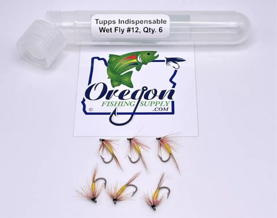 Tupps Indispensable Wet Fly, yellow color, 6 Flies in a protective tube, by OFS for Freshwater, Trout, Bass, Steelhead/Salmon