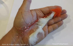 White & Orange Bunny Fly, #4/0 by OFS for freshwater and bass fishes
