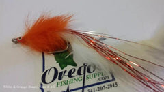 White & Orange Bunny Fly, #4/0 by OFS for freshwater and bass fishes