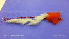 White & Orange Bunny Fly, #4/0 by OFS for freshwater and bass fishes