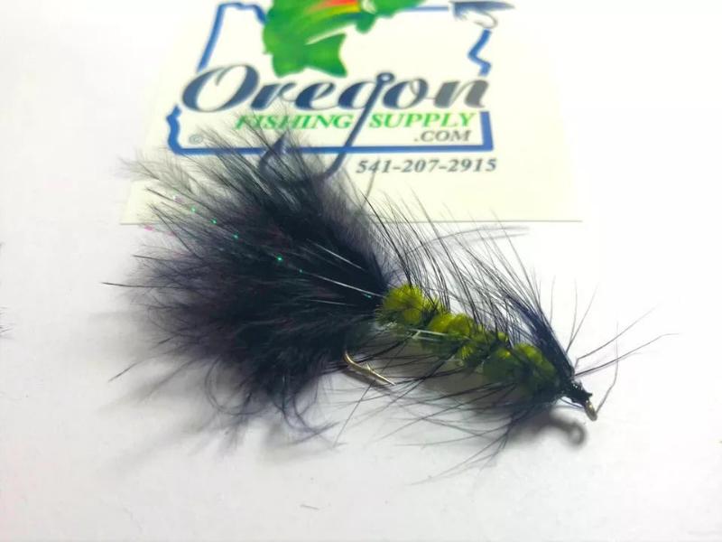 Wooly Bugger Black with Olive streamer, 3 Fly in a protective tube by OFS for Freshwater, Trout, Bass, Steelhead/Salmon