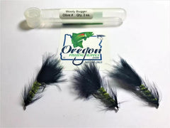 Wooly Bugger Black with Olive streamer, 3 Fly in a protective tube by OFS for Freshwater, Trout, Bass, Steelhead/Salmon
