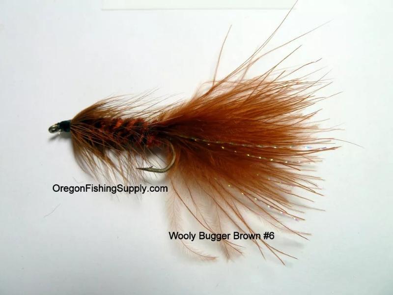 Wooly Bugger brown streamer, #6 and #8, 3 Fly in a protective tube by OFS for Freshwater, Trout, Bass, Steelhead/Salmon