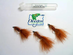 Wooly Bugger brown streamer, #6 and #8, 3 Fly in a protective tube by OFS for Freshwater, Trout, Bass, Steelhead/Salmon