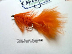 Wooly Bugger orange streamer, #6 and #8, 3 Fly in a protective tube by OFS for Freshwater, Trout, Bass, Steelhead/Salmon