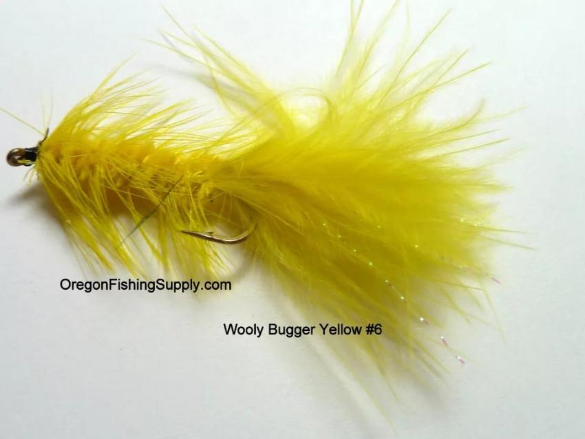 Wooly Bugger yellow streamer, #6 and #8, 3 Fly in a protective tube by OFS for Freshwater, Trout, Bass, Steelhead/Salmon