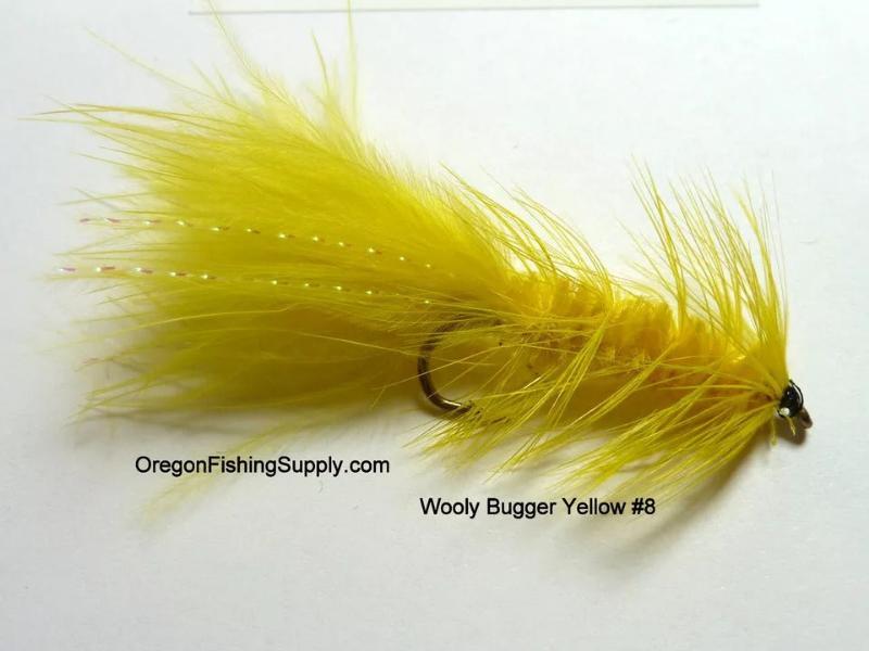 Wooly Bugger yellow streamer, #6 and #8, 3 Fly in a protective tube by OFS for Freshwater, Trout, Bass, Steelhead/Salmon