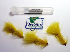 Wooly Bugger yellow streamer, #6 and #8, 3 Fly in a protective tube by OFS for Freshwater, Trout, Bass, Steelhead/Salmon