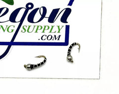 Zebra Midge Nymph fly, black silver  color, 6 Fly in a protective tube by OFS for Freshwater, Trout, Bass, Steelhead/Salmon