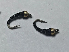 Zebra Midge Nymph fly, black color, 6 Fly in a protective tube by OFS for Freshwater, Trout, Bass, Steelhead/Salmon