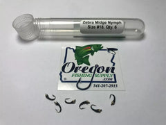 Zebra Midge Nymph fly, black color, 6 Fly in a protective tube by OFS for Freshwater, Trout, Bass, Steelhead/Salmon