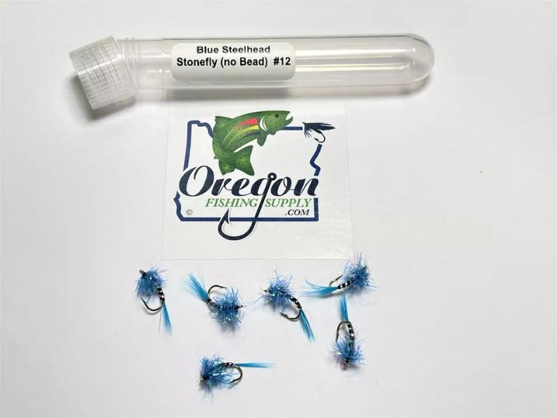6 Blue Stealhead Stoneflies in a protective tube by OFS for Trout, Bass and Freshwater