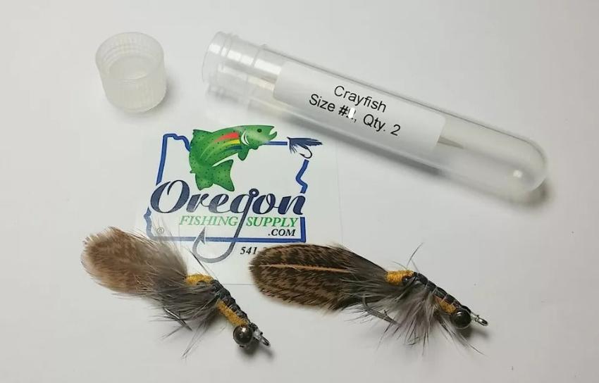 CrayFish Streamer, 2 Fly per protective TUBE (Sizes #4, #6, #8, #10,#12,#14) by OFS for Freshwater, Trout, Bass, Steelhead/Salmon.
