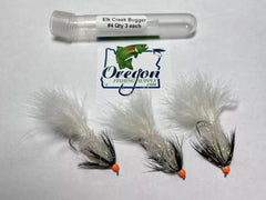 Elk Creek Bugger white and red, 3 Fly. Various Sizes by OFS for Freshwater, Trout, Bass, Steelhead/Salmon
