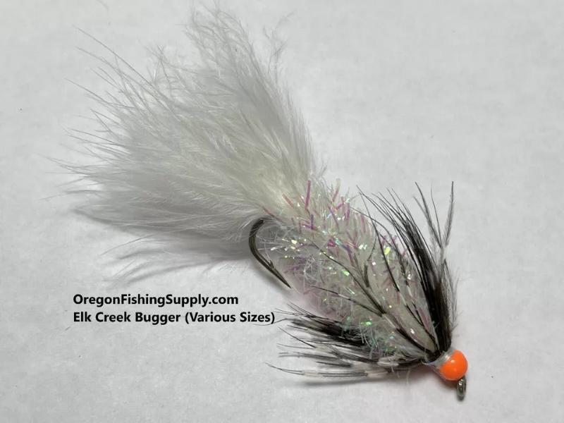 Elk Creek Bugger white and red, 3 Fly. Various Sizes by OFS for Freshwater, Trout, Bass, Steelhead/Salmon