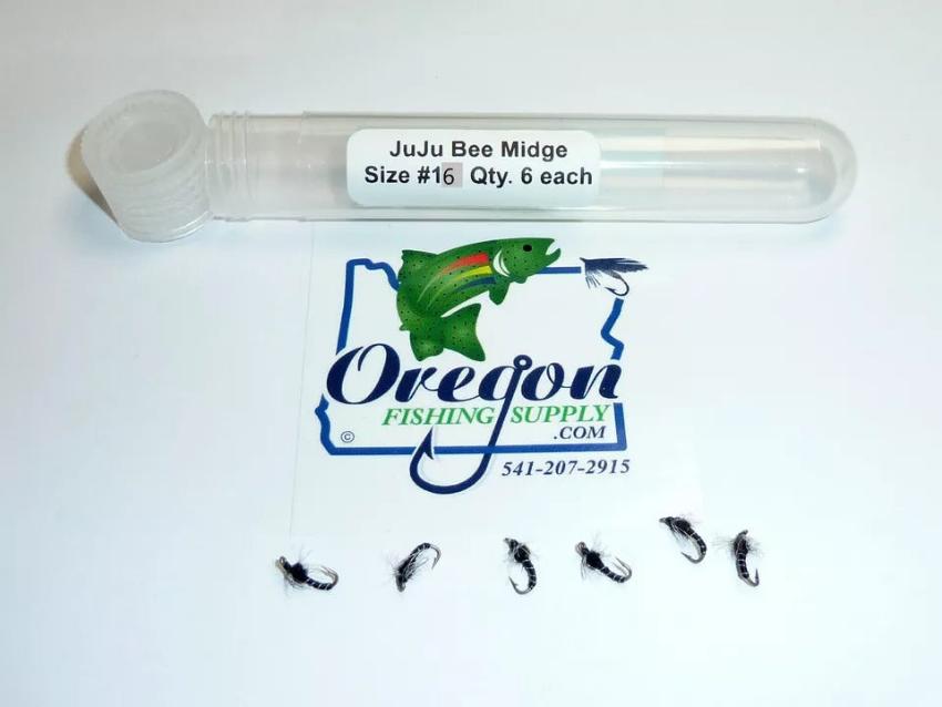 Juju Bee Midge size 16 in a protective tube by OFS for Freshwater, Trout, Bass, Steelhead/Salmon