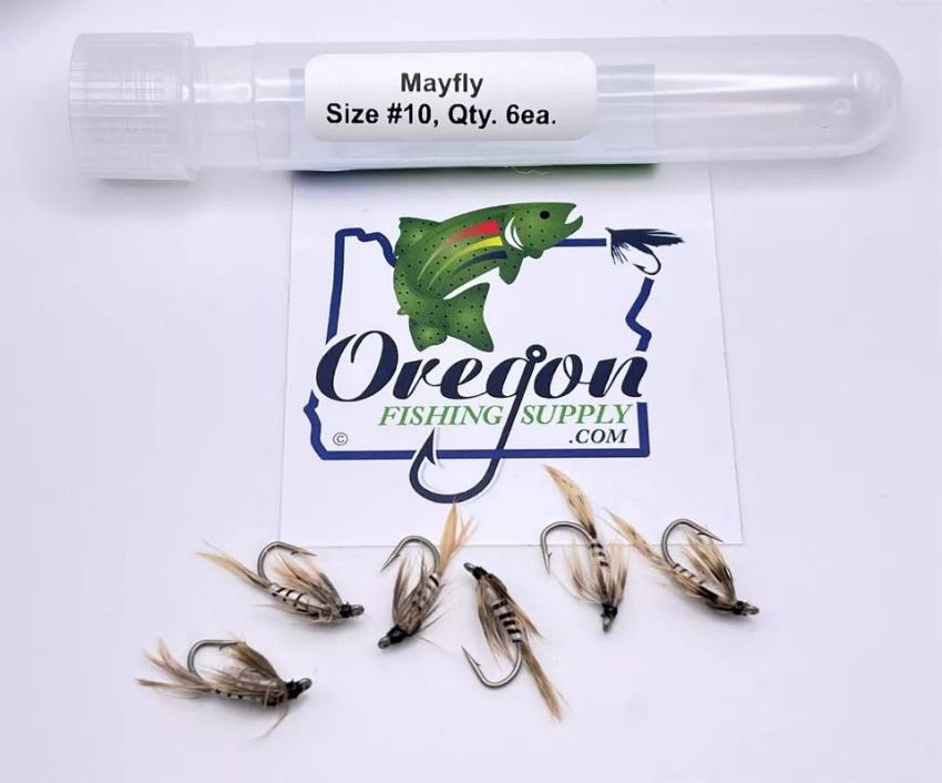 Mayfly #Various Sizes, 6 Fly in a protective tube by OFS for Freshwater, Trout, Bass, Steelhead/Salmon