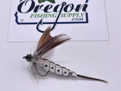 Mayfly Plastazote Brown, #10, FIVE Fly in protective tube by OFS for Freshwater, Trout, Bass, Steelhead/Salmon