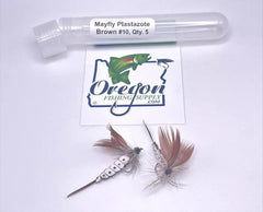 Mayfly Plastazote Brown, #10, FIVE Fly in protective tube by OFS for Freshwater, Trout, Bass, Steelhead/Salmon