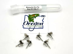 Mosquito Dry, 6 Fly, Black and Grey, Various Sizes in a protective tube by OFS for Freshwater, Trout, Bass, Steelhead/Salmon