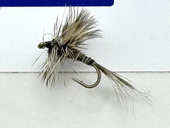 Mosquito Dry, 6 Fly, Black and Grey, Various Sizes in a protective tube by OFS for Freshwater, Trout, Bass, Steelhead/Salmon