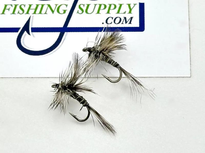 Mosquito Dry, 6 Fly, Black and Grey, Various Sizes in a protective tube by OFS for Freshwater, Trout, Bass, Steelhead/Salmon