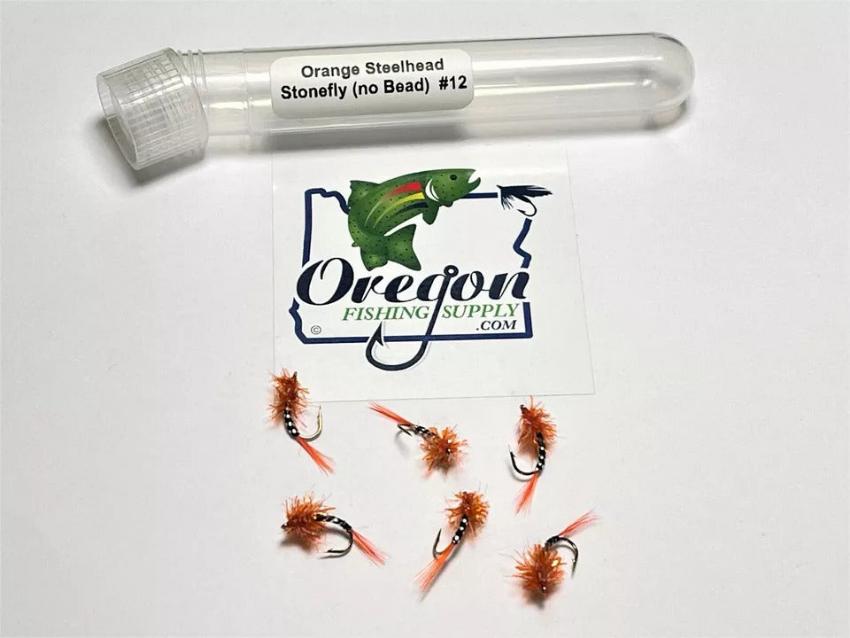 Orange Steelhead Stonefly,Various Sizes,6 Fly in a protective tube by OFS for Freshwater, Trout, Bass, Steelhead/Salmon