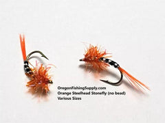 Orange Steelhead Stonefly,Various Sizes,6 Fly in a protective tube by OFS for Freshwater, Trout, Bass, Steelhead/Salmon