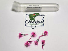 Pink Steelhead Stonefly w/Bead, 6 Fly in a protective tube by OFS for Freshwater, Trout, Bass, Steelhead/Salmon